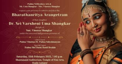 Padma Nrithyalaya Arts presents Bharatanrityam Arangetram of Dr.<br>Sri Varsheni Uma Shangkar