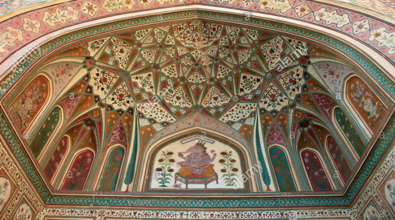india-rajasthan-jaipur-amber-fort-interior-murals-wall-paintings-CERW6R